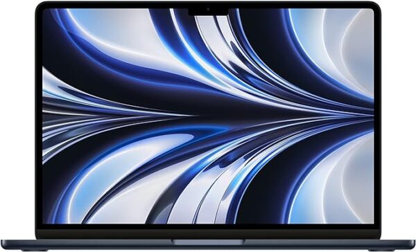 ابل لابتوب ماك بوك اير 2022 مع شريحة M2: شاشة ليكويد ريتينا 13.6 انش، ذاكرة RAM 8GB، تخزين SSD 256GB، كيبورد باضاءة خلفية، كاميرا فيس تايم HD 1080p، يعمل ايفون وايباد، ميدنايت